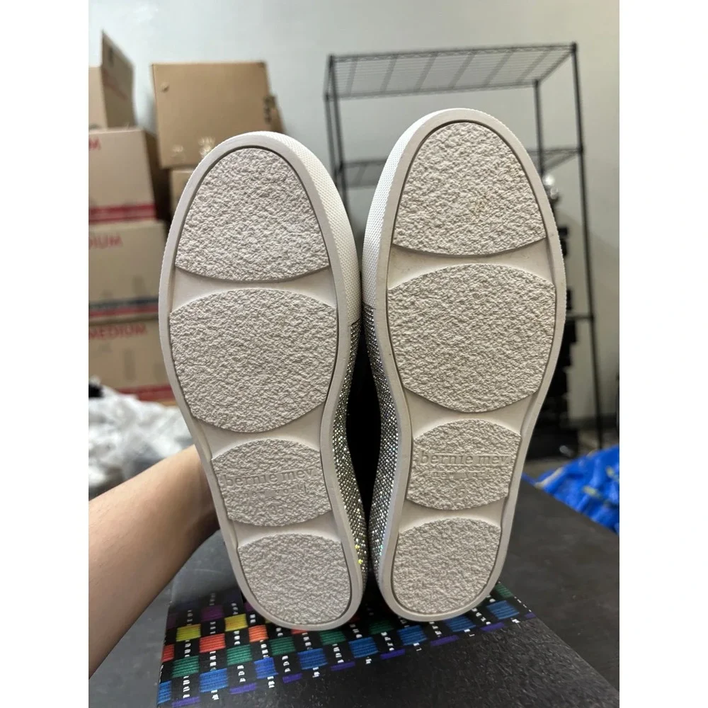 Bernie Mev Matrix Black Cream Clear Crystal Sneakers Size 35 US 4 New